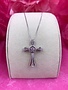 Sterling Silver Dancing Stone Pendant 18” Box Chain Fancy Cross