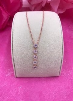 Rose Gold Long Drop Pave Necklace Pendant Created with Swarovski Crystals
