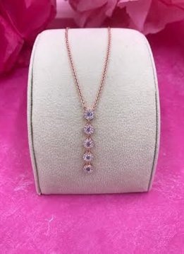 Rose Gold Long Drop Pave Necklace Pendant Created with Swarovski Crystals