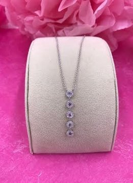 Silver Long Drop Pave Necklace Pendant Created with Swarovski Crystals