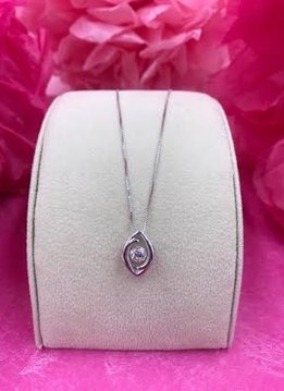 Sterling Silver Swarovski and Cubic Zirconia Dancing Stone Marquise Pendant