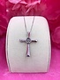 Sterling Silver Dancing Stone Pendant 18” Box Chain Fancy Cross Paved with Cubic Zirconia