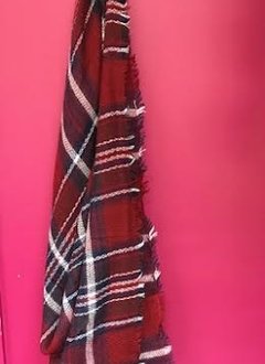 Red and Blue Plaid Blanket Scarf