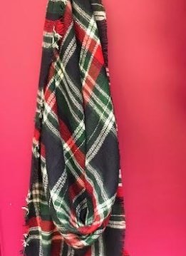 Red, Green, and Blue Plaid Blanket Scarf