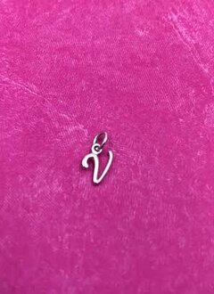 Sterling Silver Initial V Script Charm