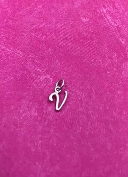 Sterling Silver Initial V Script Charm
