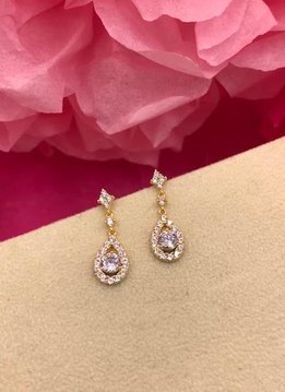 Gold AAA Cubic Zirconia Dainty Tear Drop Earrings