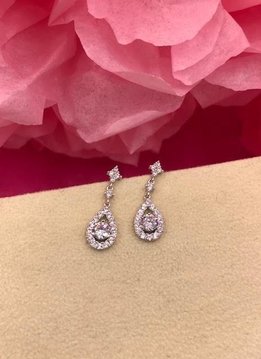 Silver AAA Cubic Zirconia Dainty Tear Drop Earrings