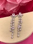 Silver AAA Cubic Zirconia Oval Long Dangling Earrings