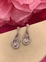 Silver AAA Cubic Zirconia Oval Enclosed Dangle Earrings