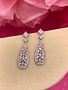 Silver AAA Cubic Zirconia Long Pave Dangling Earrings with Multi-Shaped Stones