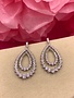 Silver AAA Cubic Zirconia Open Tear Drop Dangling Earrings with Round Stones