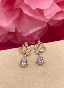 Gold AAA Cubic Zirconia Paisley Tear Drop Earrings