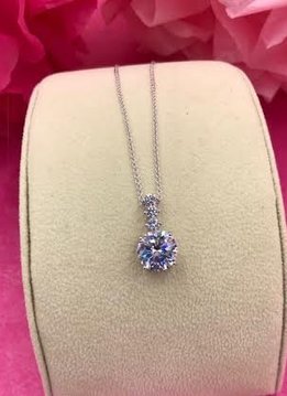 Silver Necklace with Round AAA Cubic Zirconia Pendant