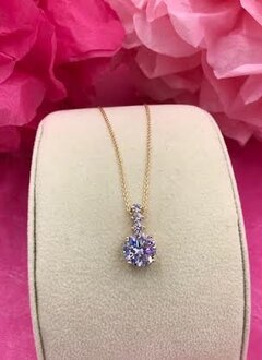 Gold Necklace with Round AAA Cubic Zirconia Pendant