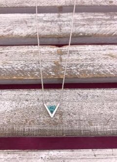 Silver Necklace with Triangle Turquoise Pendant