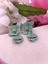 Green Double Flower Earrings