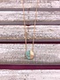 Gold Necklace with Circle Half Turquoise Half Gold Pendant