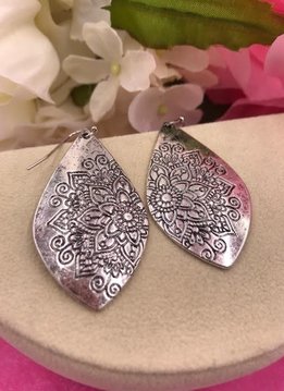 Silver Dangle Earrings with Floral Intricate Design