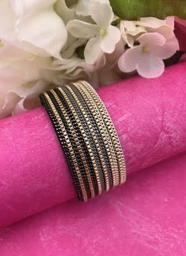 Black with Gold Metal Bracelet