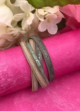 Tan Wrap Bracelet with Beads