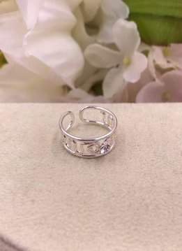 Sterling Silver Toe Ring with a Clear Crystal Stone