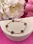 Italian Sterling Silver Rose Gold Plated Bracelet with Black Onyx Flowers