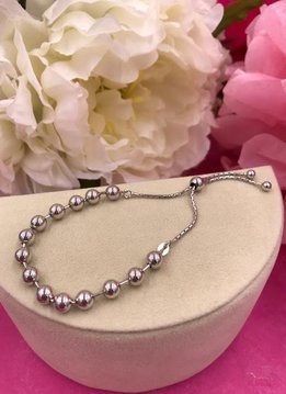 Italian Sterling Silver Ball Adjustable Bracelet