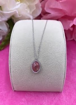 Italian Sterling Silver Peach Quartz Pendant