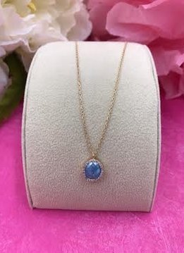 Italian Sterling Silver Gold Plated with Blue Quartz Pendant