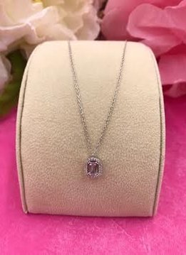 Italian Sterling Silver Cubic Zirconia Rectangular Pendant