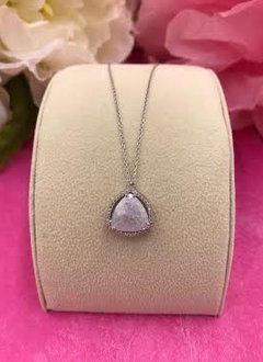Italian Sterling Silver Triangular White Quartz Necklace