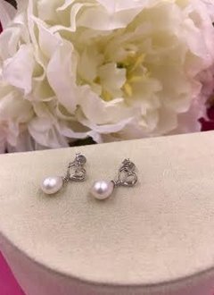 Italian Sterling Silver Heart Earrings with Pearls