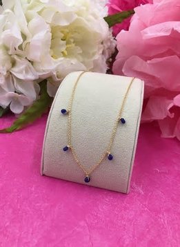 14K Gold Filled Navy Jade Confetti Necklace