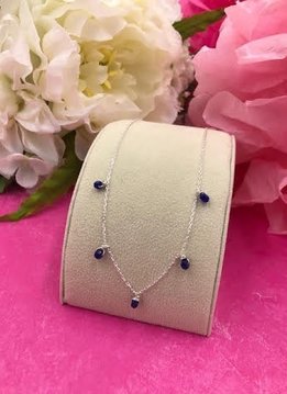 Sterling Silver Navy Jade Confetti Necklace