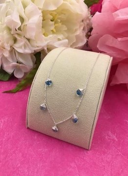 Sterling Silver Sapphire Swarovski Confetti Necklace