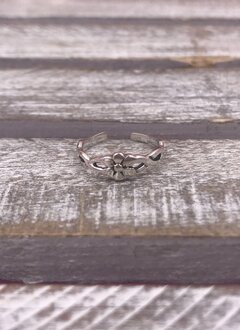 Sterling Silver Flower with Weave Toe Ring