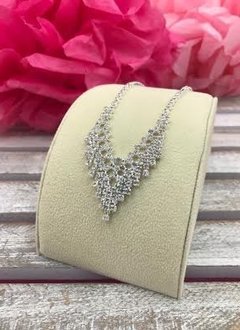 Silver and Clear Rhinestone V Necklace