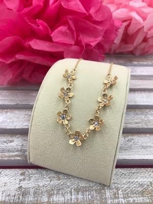 Gold Necklace with Small Flowers