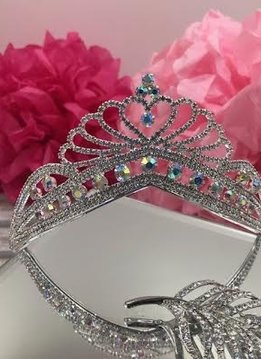 Silver Tiara with Clear and AB Rhinestones