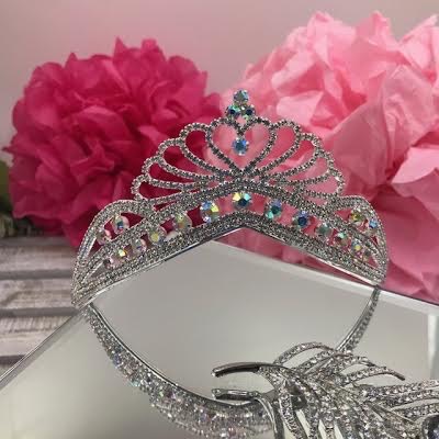 Silver Tiara with Clear and AB Rhinestones