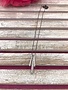 Silver Long Necklace with Vertical Bar Pendant