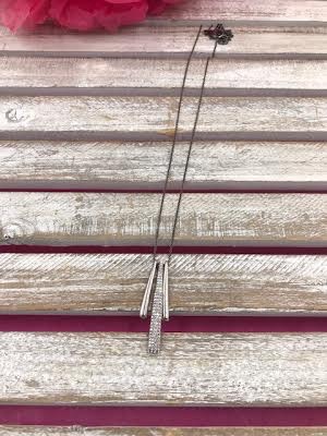 Silver Long Necklace with Vertical Bar Pendant