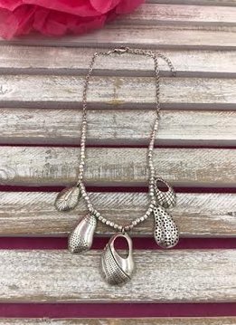 Silver Dangling Pear Shaped Pendant Necklace