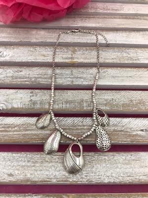 Silver Dangling Pear Shaped Pendant Necklace