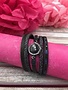 Black Multi-Strand Bracelet with Round Stone at the Center