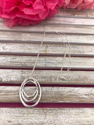 Silver Adjustable Necklace with a Round Pendant