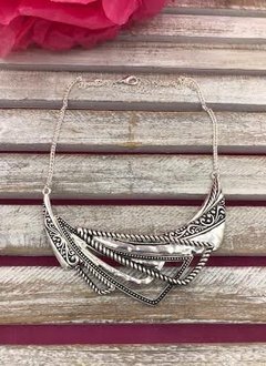 Silver Statement Necklace with Overlapping Triangles