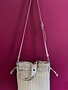 Vertically Lined Drawstring Shoulder Bag in Blush