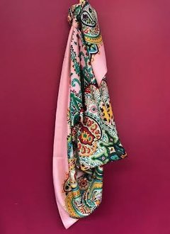 Pink Floral Print Large Square Scarf